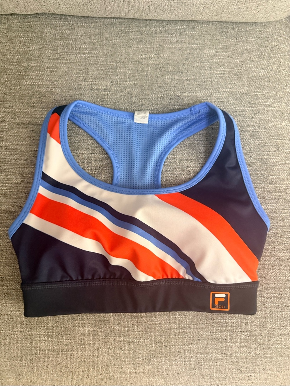 Fila Blue, Navy & Orange Striped Racerback Sports Bra
